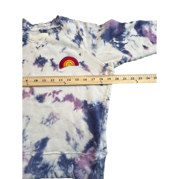Mother Denim Size XS Square Wash Tie Dye Sweatshirt Blueberry Rainbow Patch #N12 - Picture 6 of 14
